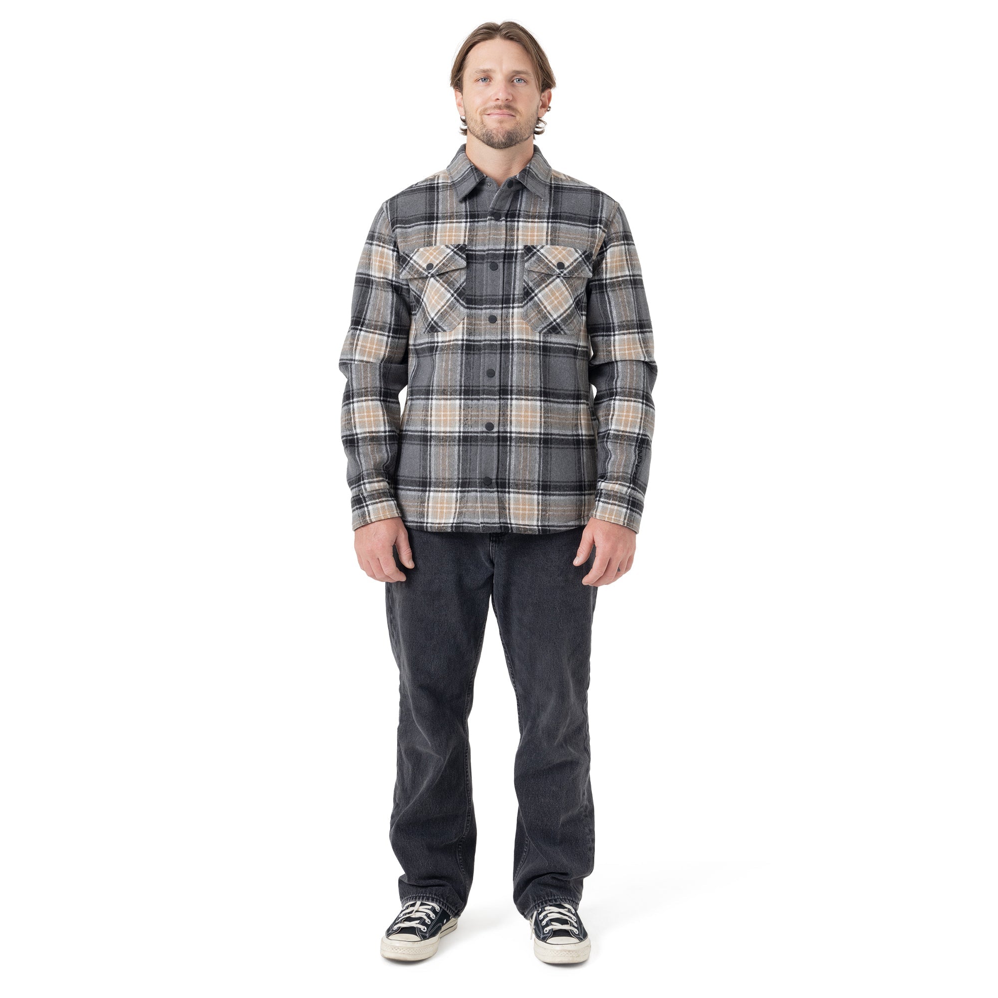Front Snap Fleece Jacket - Greypld