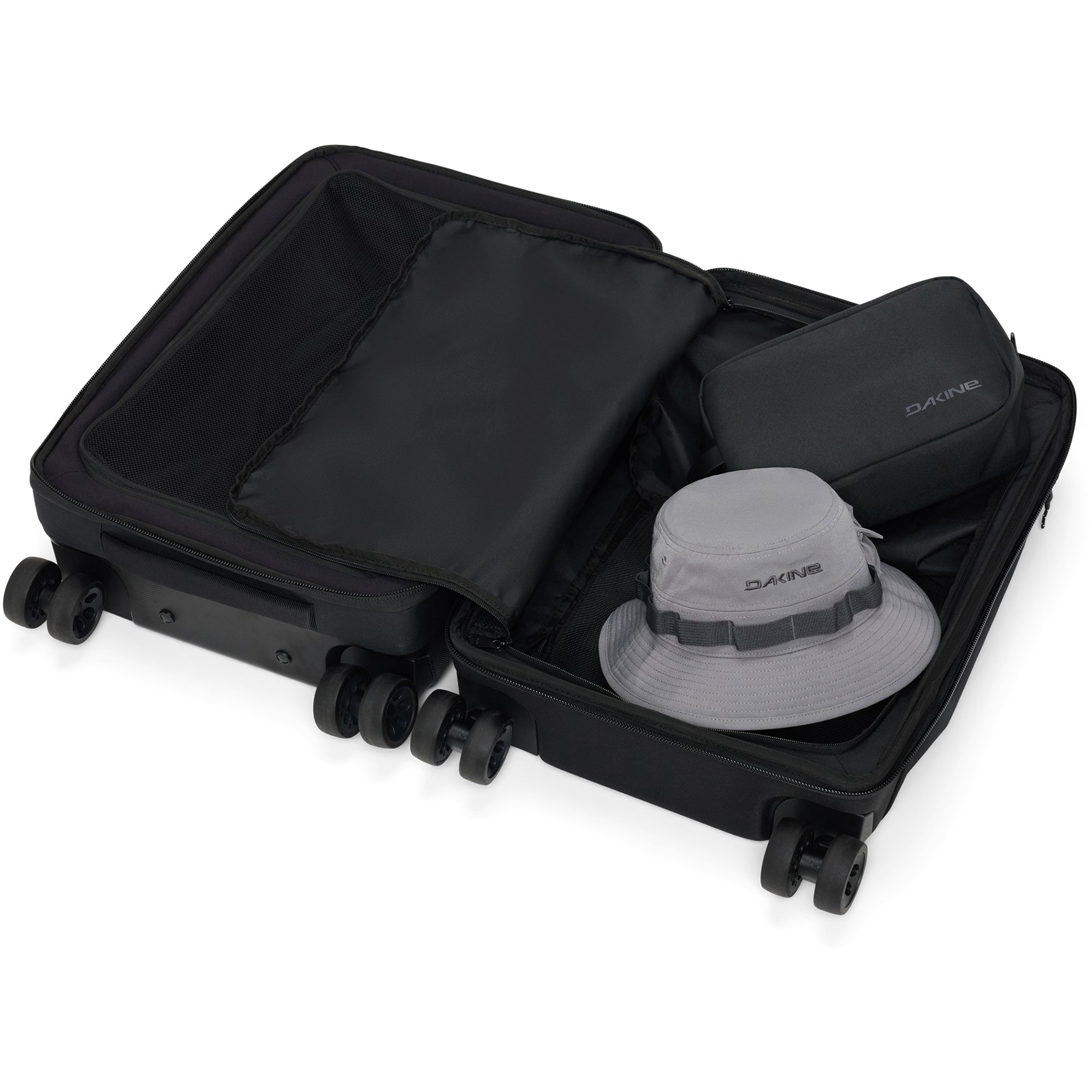 Split 4 Wheel Carry On Roller Bag 48L - Black
