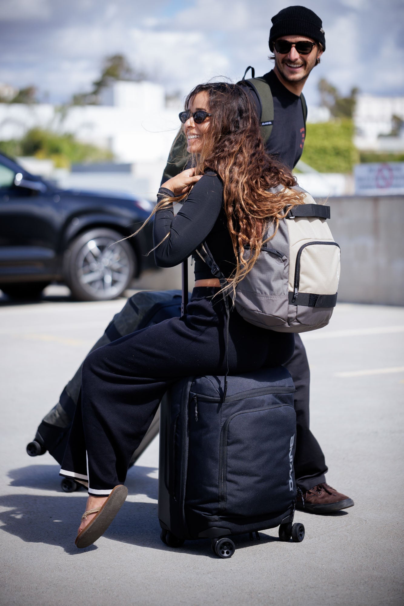 Split 4 Wheel Carry On Roller Bag 48L - Black